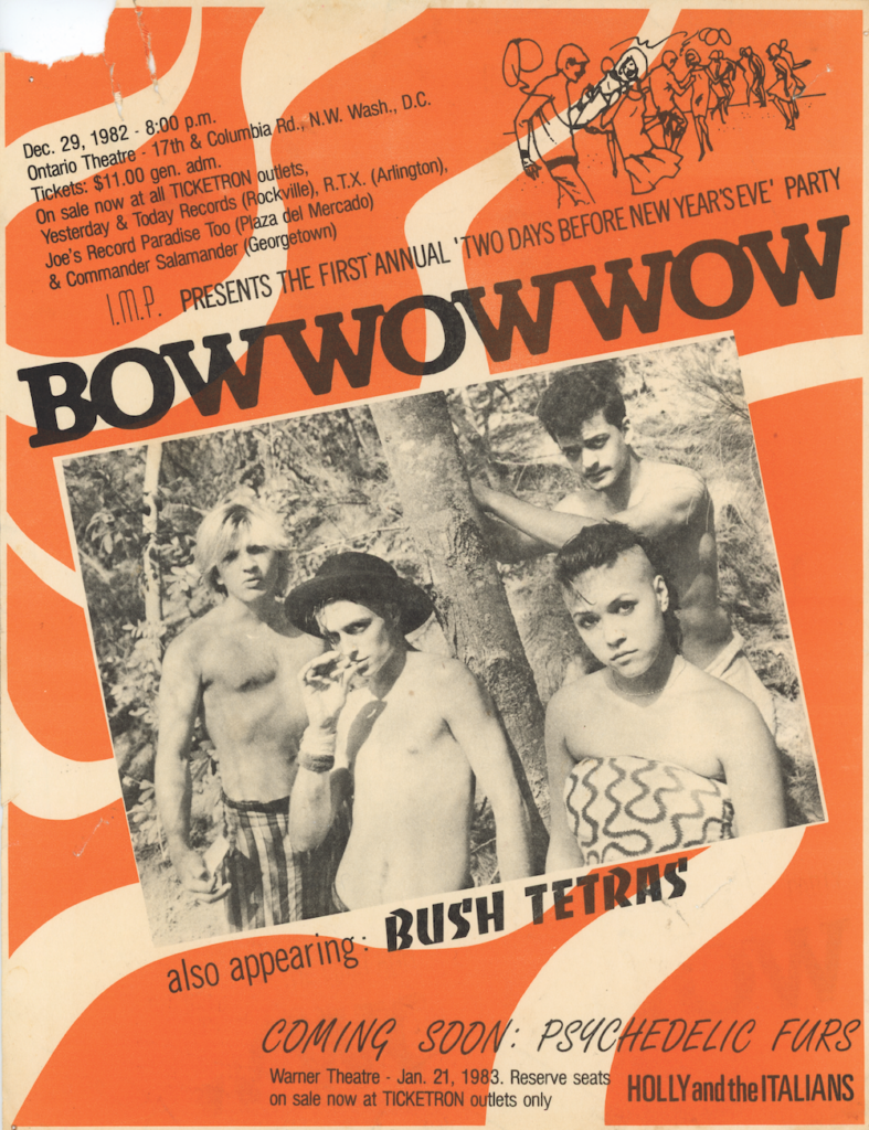 Unknown Artist, Bow Wow Wow – with Bush Tetras, Washington DC, 1981. Mixed-media on paper.