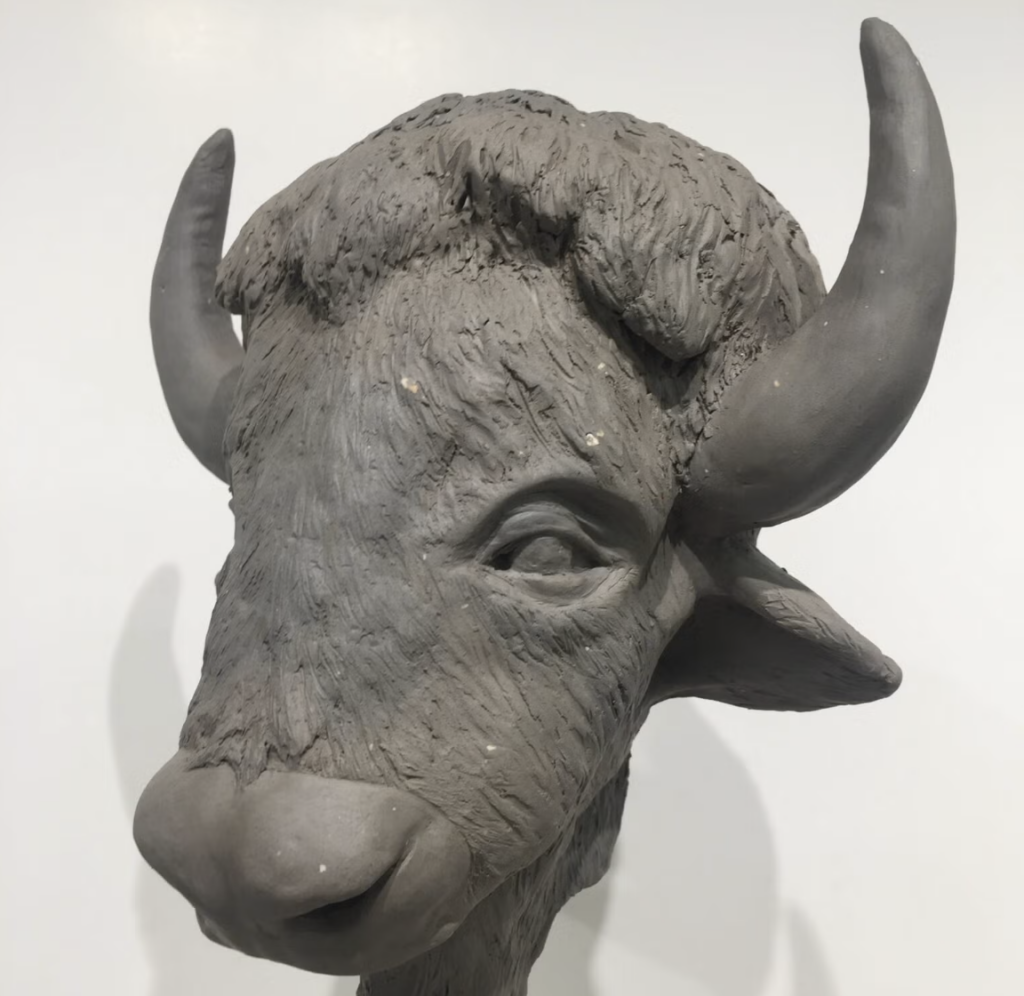 Gray clay boar's head 