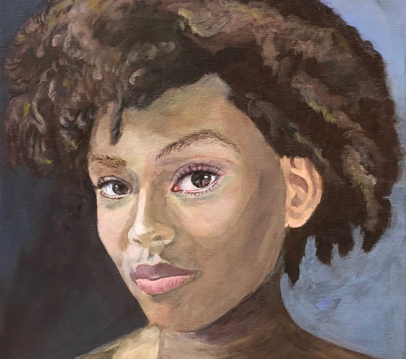 A portrait of a Black woman looking at the viewer