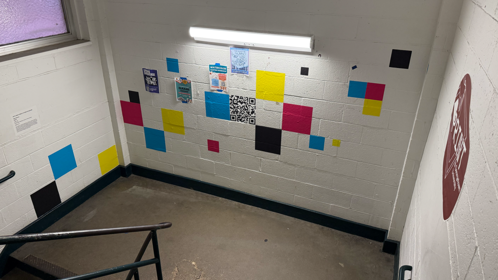 Student CMYK square installation with QR code