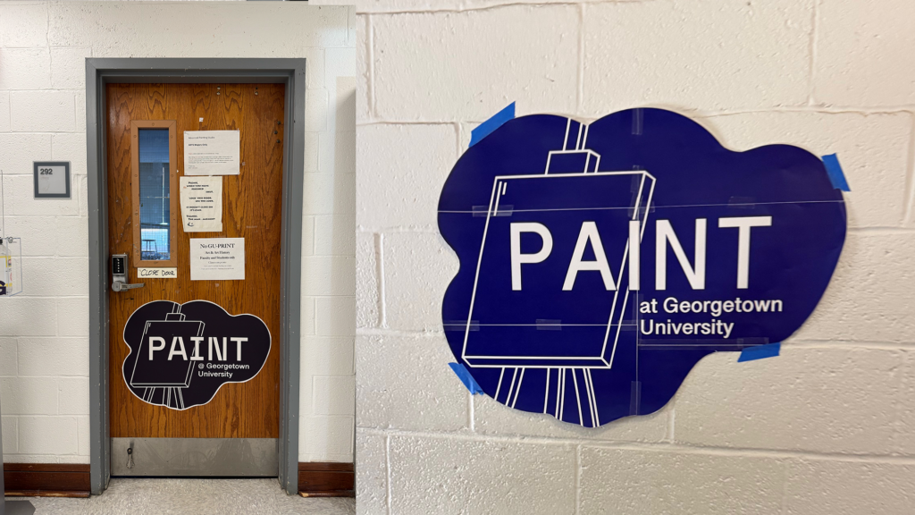 Paint at Georgetown University door and wall graphics